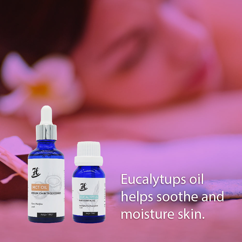 Eucalyptus Pure Essential Oil (15ml) & MCT Oil (50ml) Set (37USD)