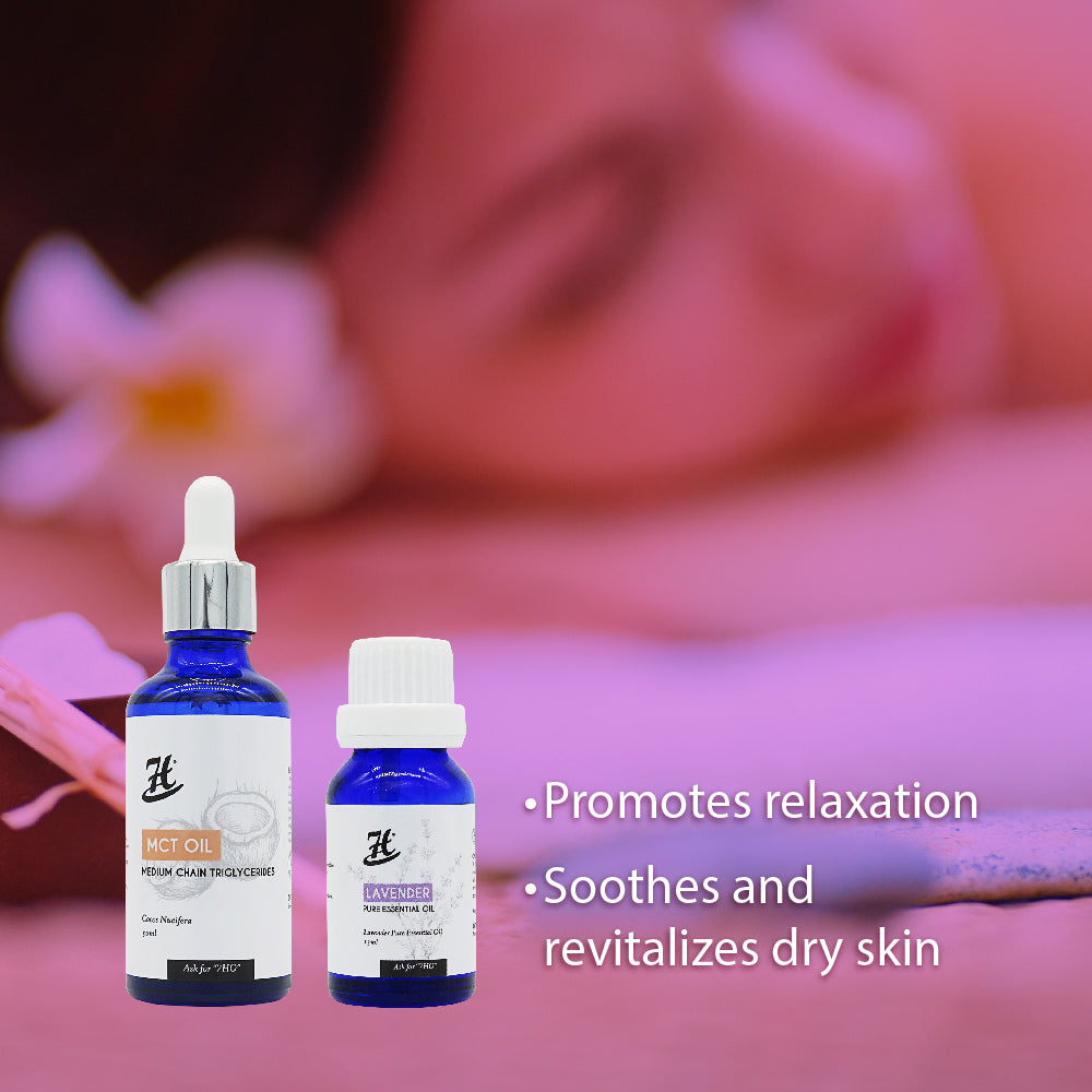 Lavender Pure Essential Oil (15ml) & MCT Oil (50ml) Set (52USD)